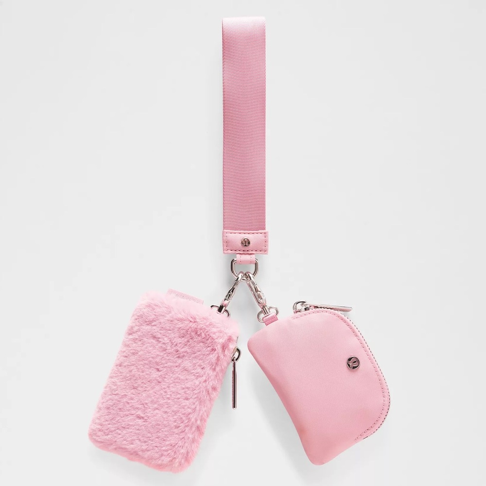 Pink Furry and Leather Keychain Set